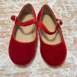 J. Crew Kids Elegant Red Velvet Mary Jane Shoes EUC - 9K